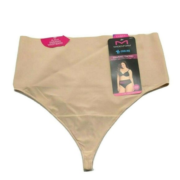 Maidenform Curvy Cooling Shaping Thong Firm Control Beige Plus Size 2X NEW - Picture 6 of 10